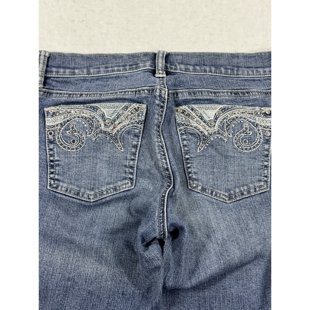 White House Black Market Crop Jeans Women's 2 S Blue Embellished Pockets Stretch